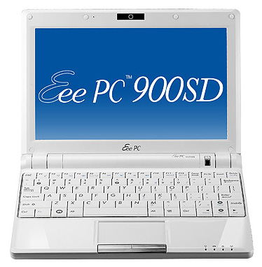 ASUS Eee PC 900SD (Celeron M 353 900 Mhz/8.9"/1024x600/1024Mb/8.0Gb/DVD нет/Wi-Fi/WinXP Home)