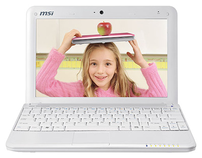 MSI Wind U100 (Atom N280 1660 Mhz/10.0"/1024x600/1024Mb/160.0Gb/DVD нет/Wi-Fi/Bluetooth/WinXP Home)