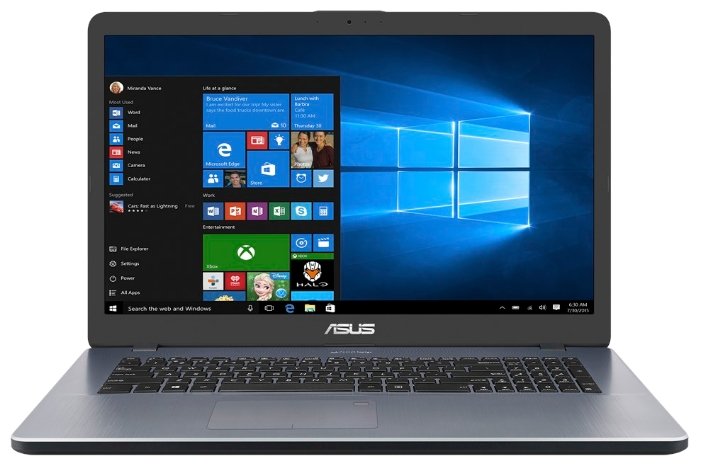 ASUS Ноутбук ASUS VivoBook 17 X705UF (Intel Core i3 7100U 2400 MHz/17.3"/1920x1080/4GB/1000GB HDD/DVD нет/NVIDIA GeForce MX130/Wi-Fi/Bluetooth/Windows 10 Home)